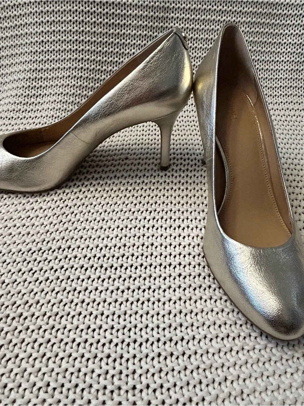 MICHAEL Michael Kors Pale Gold Leather Round-Toe Pumps